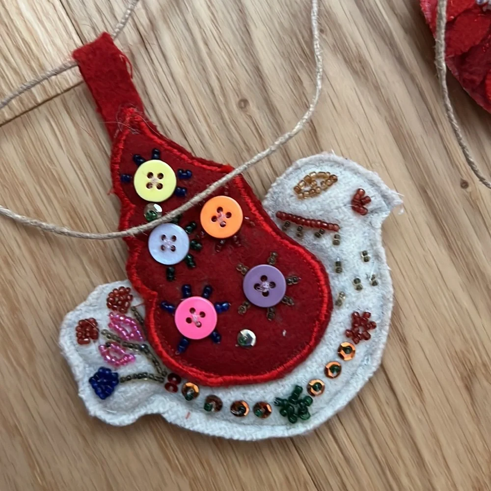 Bohemian Embroidered and Beaded Christmas Garland.